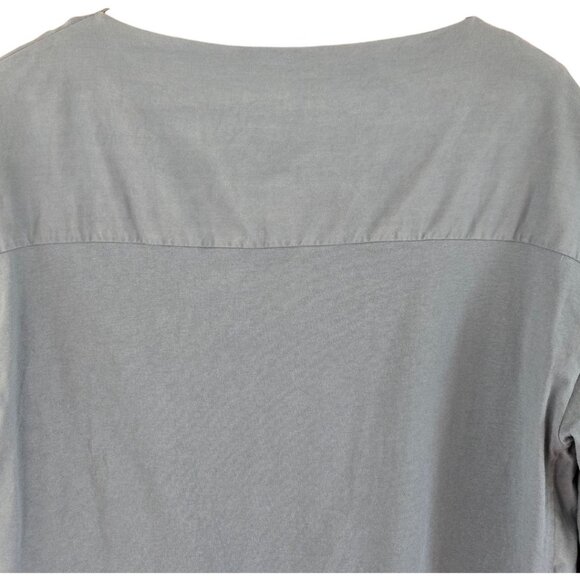 Zara Womens Cotton Long Sleeve Top Size S Blue Boat Neck Side Slit Hem - Picture 4 of 7